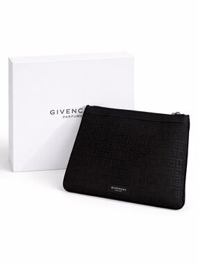 Givenchy Black Mesh Pouch with Monogram Texture